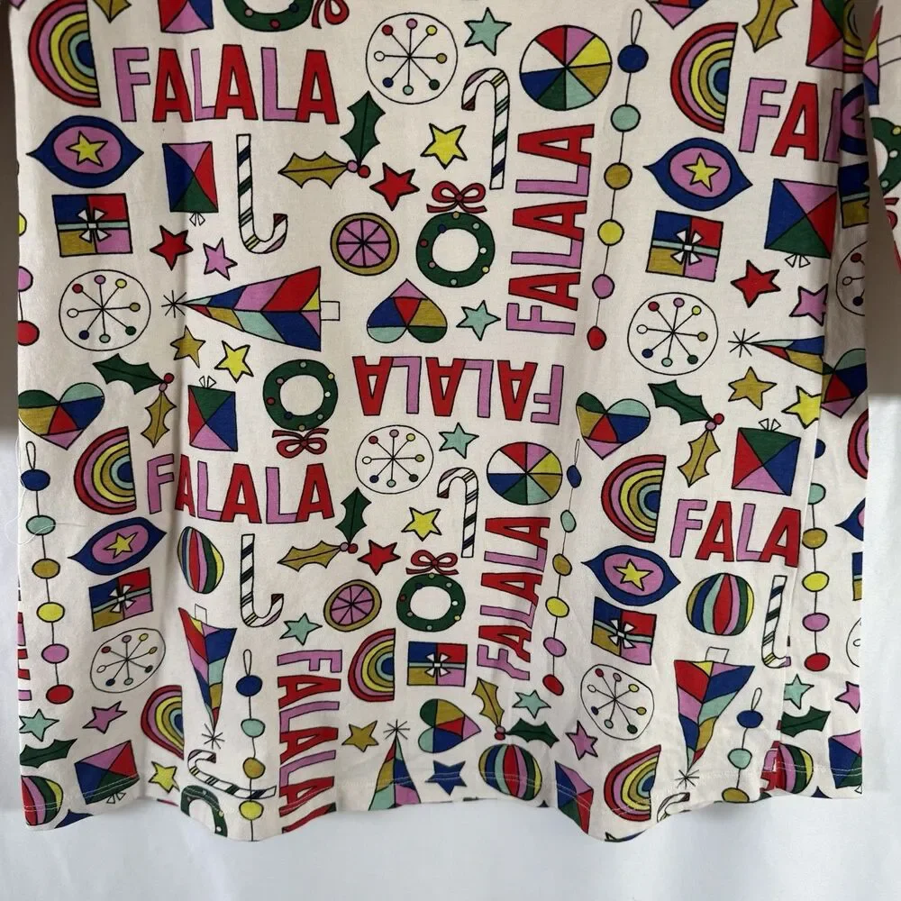 Hanna Andersson Christmas Dress Girls 10 Long Sleeve FaLaLa Round Neck